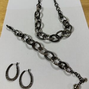 Brighton Pebble Pave Crystal  Necklace, Bracelet and Earring Set